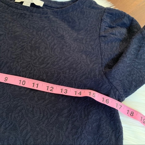 LOFT Lace Puff Sleeve Top Navy Blue - Picture 3 of 7